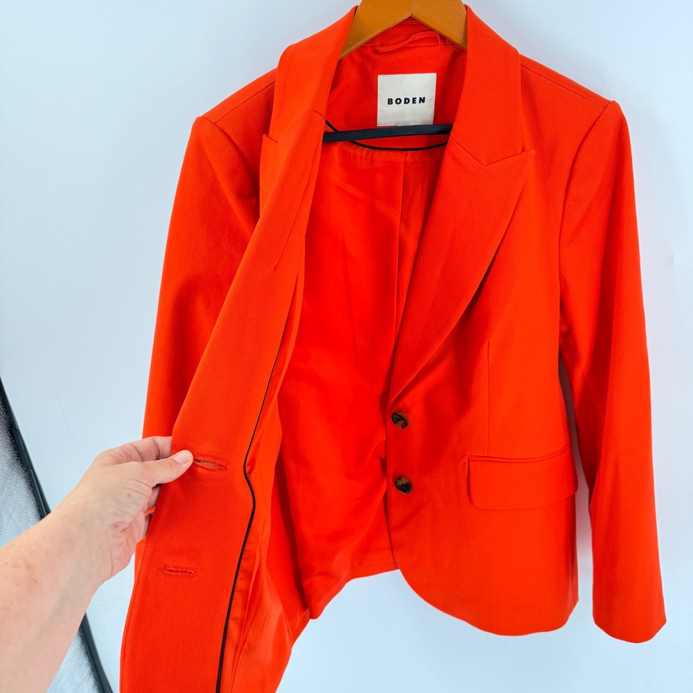 Boden Blazer Bright Red 10P Petite Cotton Stretch One Button Professional Jacket - Picture 5 of 9